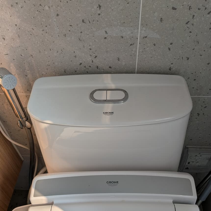 ベトナムのトイレの水を流すボタン