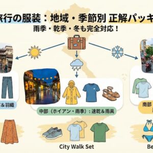 ベトナム旅行の服装ガイド｜地域・気温・天気別の正解パッキング【雨季/乾季/冬対応】