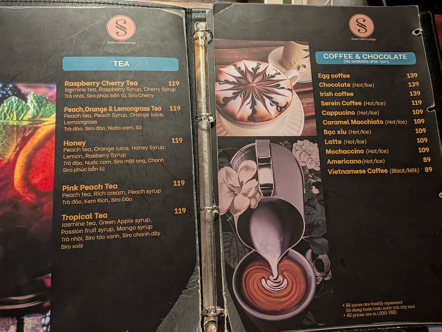 セレインカフェのメニュー内容と価格一覧（ハノイ）