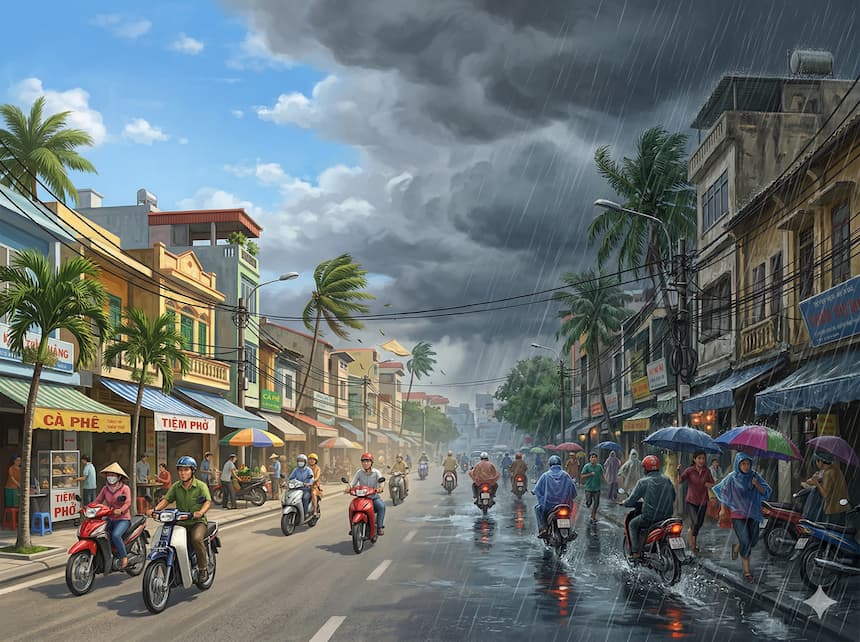ベトナムのスコールの特徴（晴れから短時間で豪雨に変わる急激な天気変化）